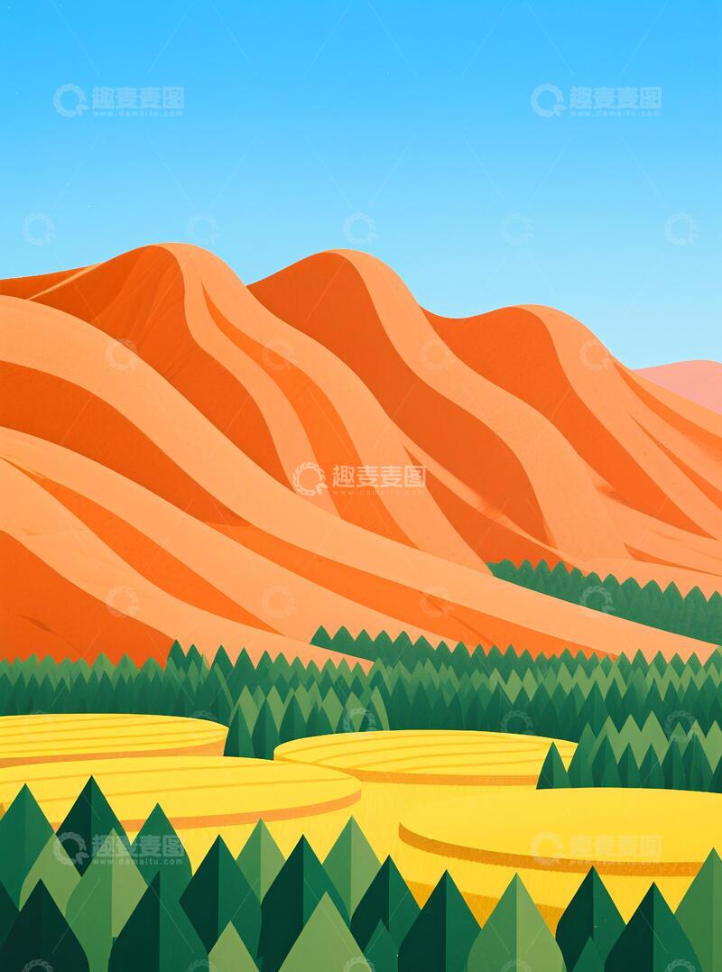 高清大图下载【趣麦麦图】客厅挂画三联画山川河流