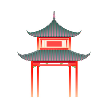 凉亭石亭亭子彩绘建筑线稿建筑物