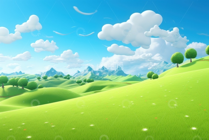 高清大图下载【趣麦麦图】起伏的绿草地草坡背景