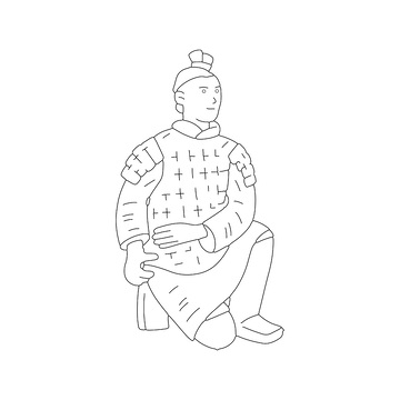 西安兵马俑建筑线稿地标建筑物景观