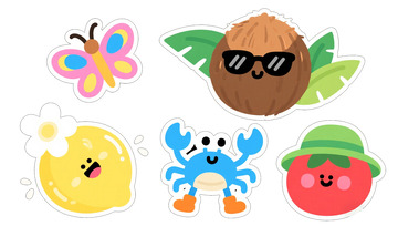 水果卡通贴纸装饰元素
