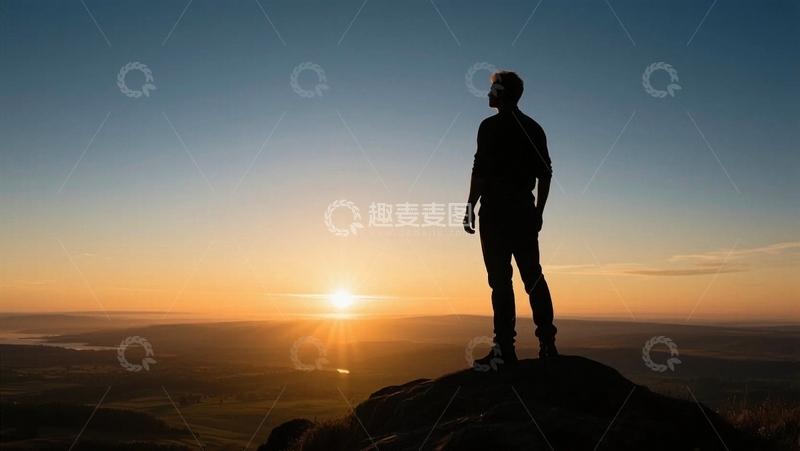 高清大图下载【趣麦麦图】山顶探险的日落剪影4