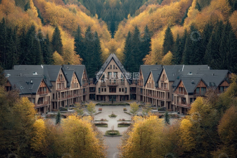 高清大图下载【趣麦麦图】森林里的房屋建筑摄影