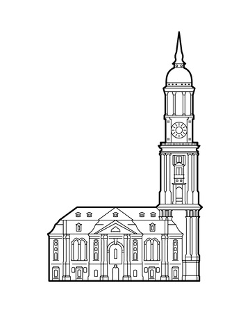 城堡宫殿钟楼建筑线稿地标景点建筑物