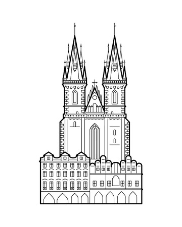 城堡教堂建筑线稿地标景点建筑物景观