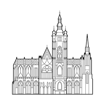 教堂城堡宫殿建筑线稿景观建筑物