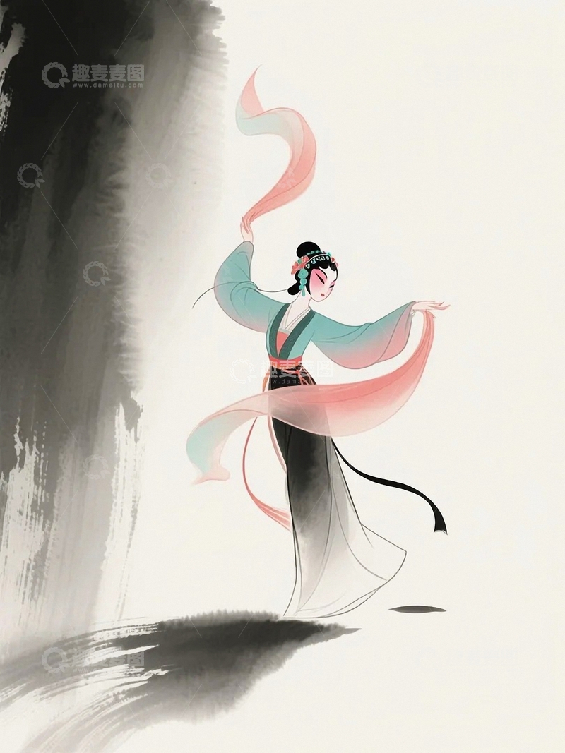 高清大图下载【趣麦麦图】水墨京剧旦角人物4