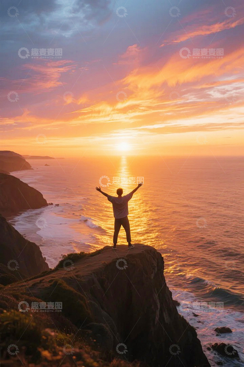 高清大图下载【趣麦麦图】登山山顶人物背景5