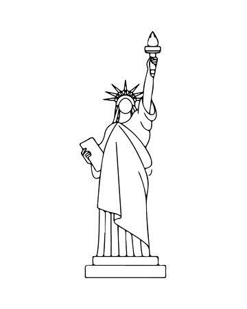 自由女神像建筑线稿地标景点建筑物雕像