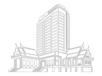 黑白建筑线稿21