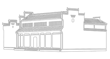 黑白建筑线稿徽式建筑