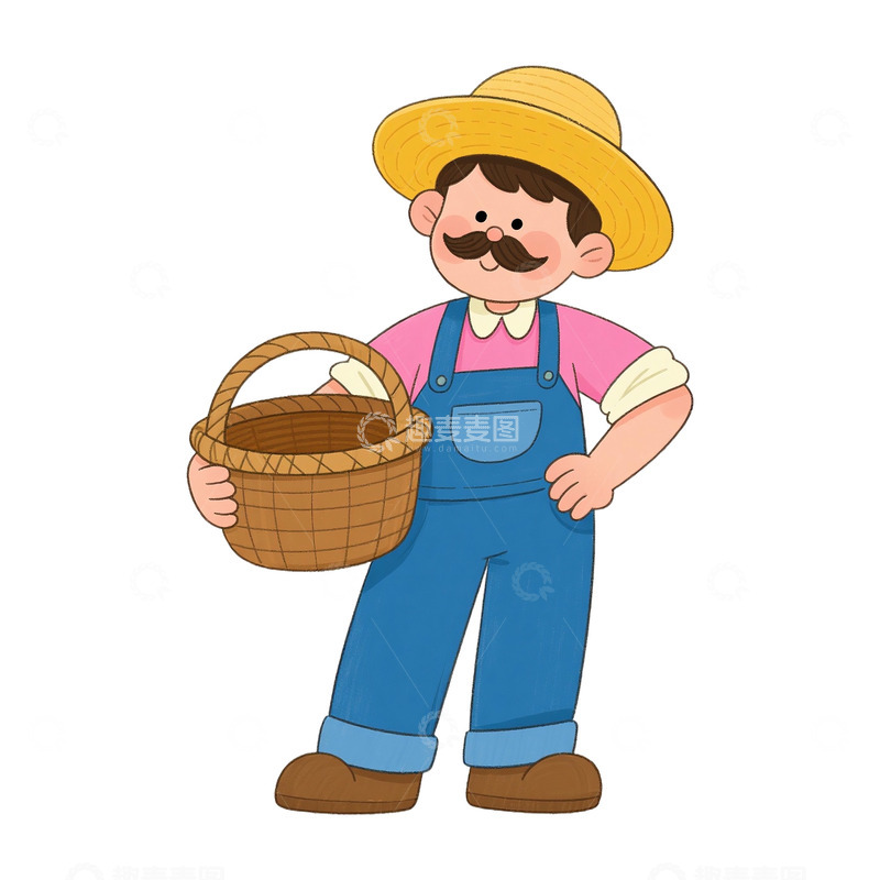 高清大图下载【趣麦麦图】秋季丰收的农民免抠元素5