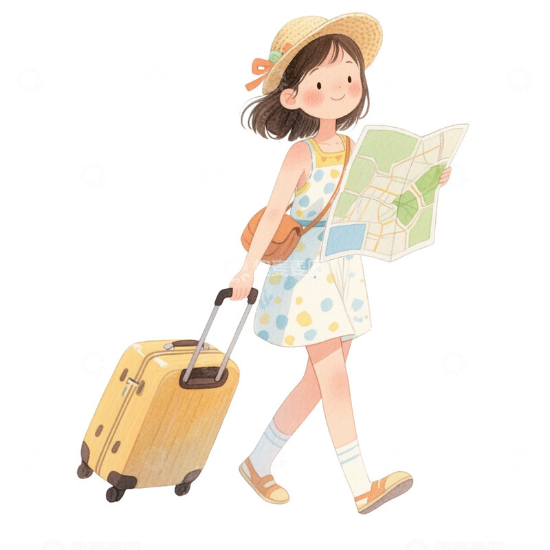 高清大图下载【趣麦麦图】单人外出旅游免抠元素1