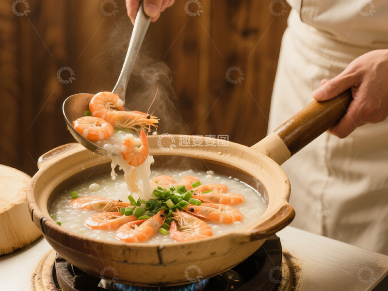 高清大图下载【趣麦麦图】潮汕海鲜粥烹饪美食高清素材