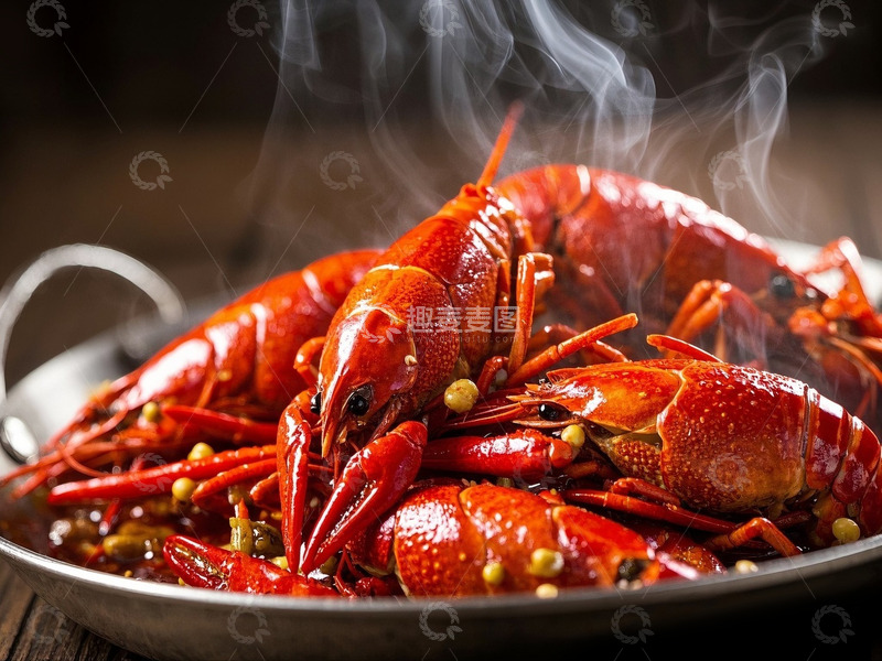 高清大图下载【趣麦麦图】一盘麻辣小龙虾美食素材