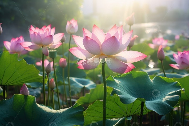 高清大图下载【趣麦麦图】盛开的荷花池塘风景