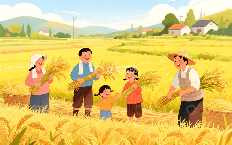 高清大图下载【趣麦麦图】秋收丰收节插画
