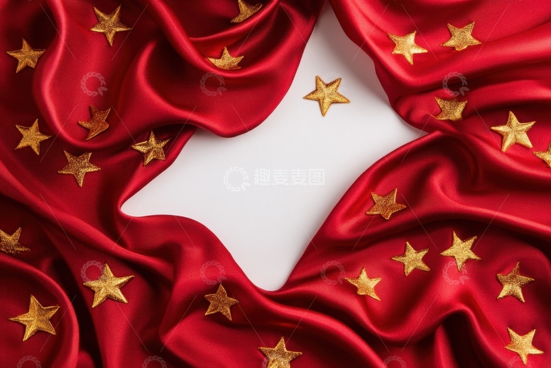 红色的丝绸金色五角星