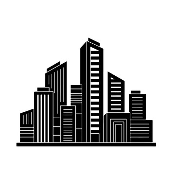 城市建筑剪影简约图标