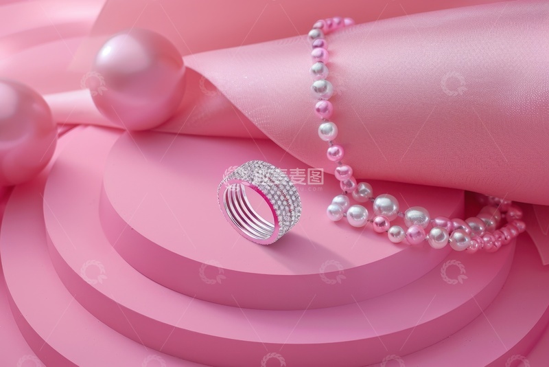 高清大图下载【趣麦麦图】粉色的钻戒珠宝