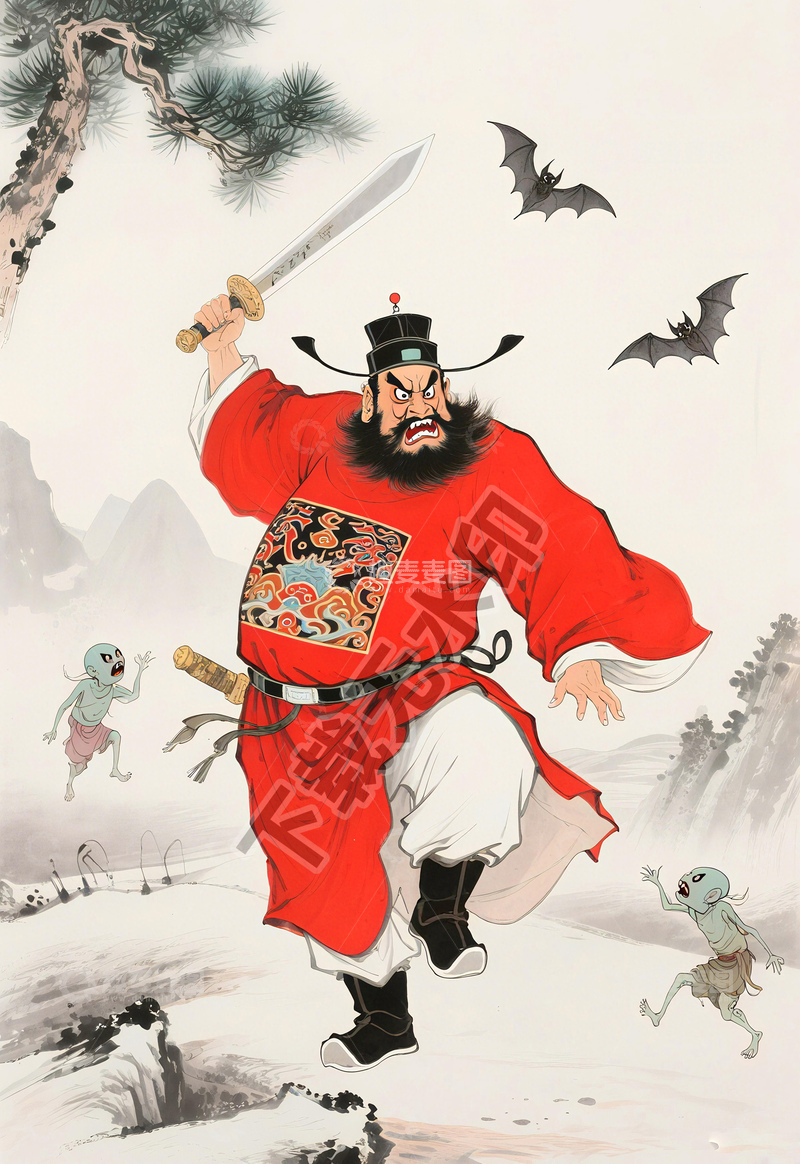 高清大图下载【趣麦麦图】天师钟馗挥剑