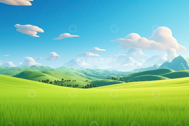 高清大图下载【趣麦麦图】蓝天白云绿草坪草地