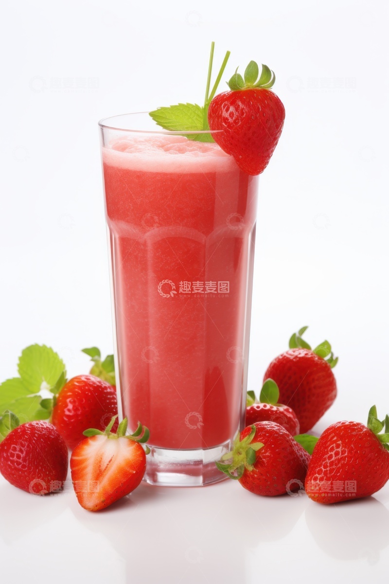 高清大图下载【趣麦麦图】一杯鲜榨草莓汁饮品1