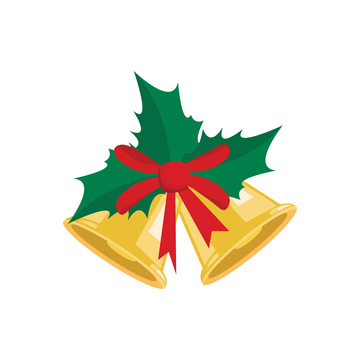 圣诞节铃铛乐器绿叶树叶蝴蝶结