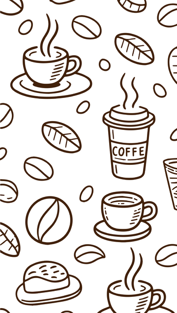 咖啡手绘线条底纹背景