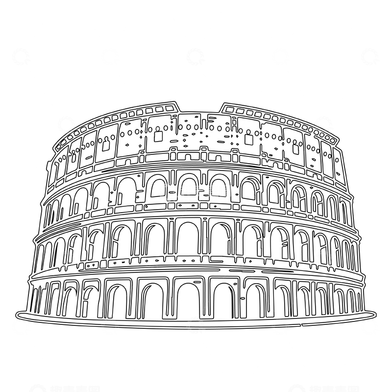 源文件下载【趣麦麦图】建筑线稿意大利风格建筑