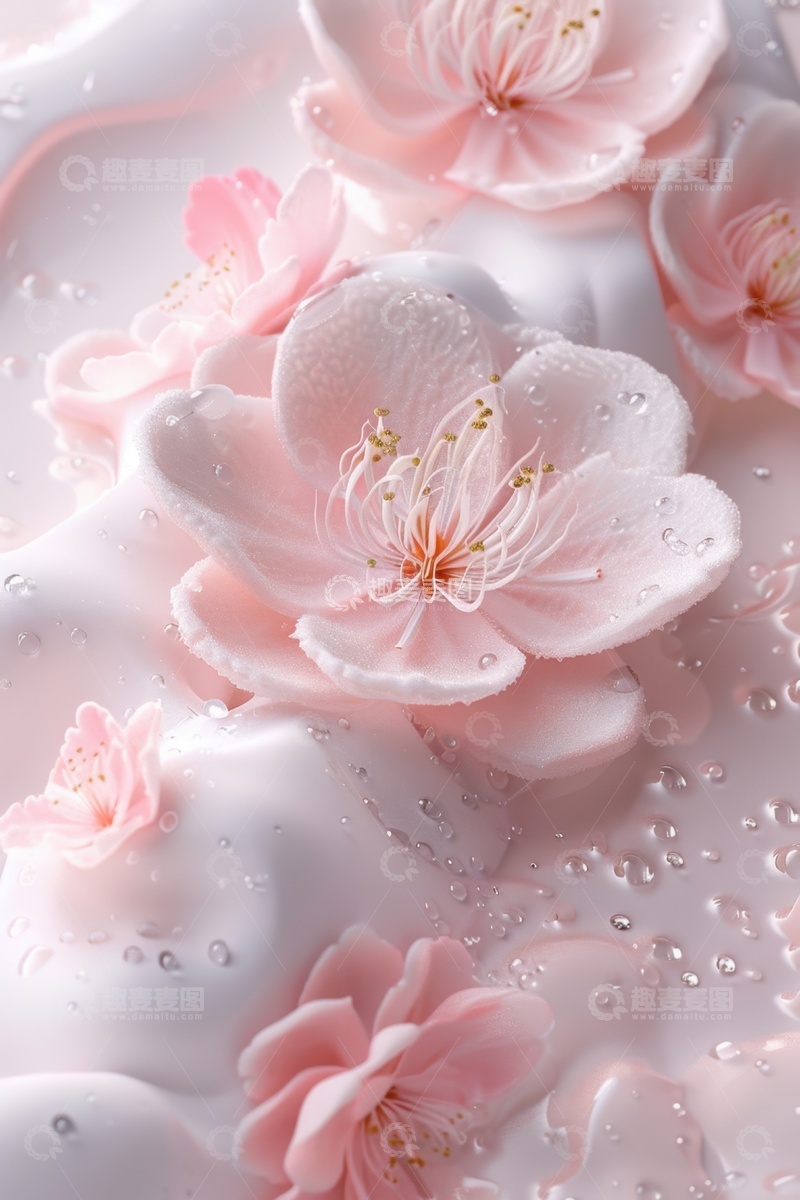 高清大图下载【趣麦麦图】粉色花朵装饰背景1