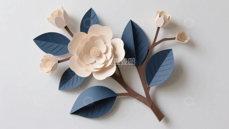 高清大图下载【趣麦麦图】剪纸艺术花束-1