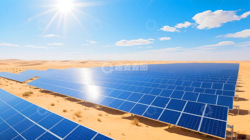 高清大图下载【趣麦麦图】戈壁滩太阳能发电