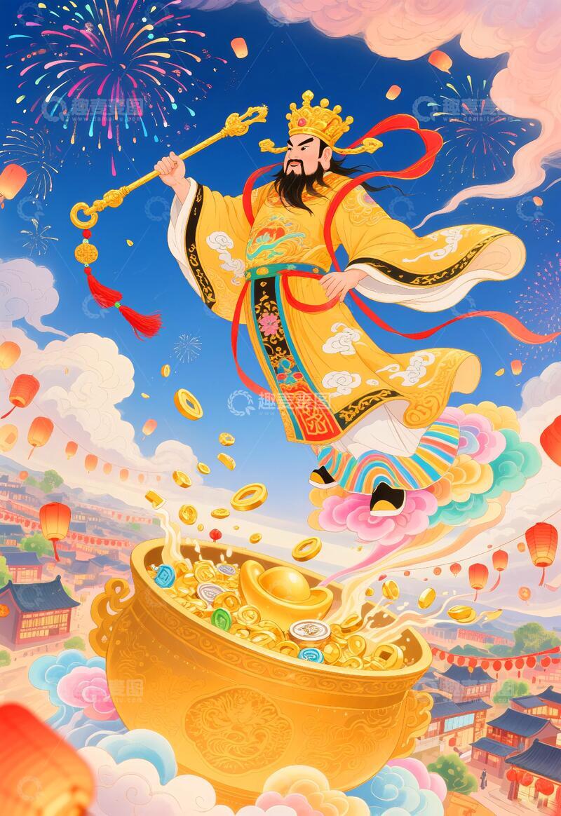 高清大图下载【趣麦麦图】新年财神爷恭喜发财