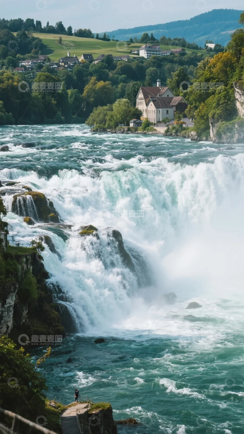 高清大图下载【趣麦麦图】莱茵瀑布风光