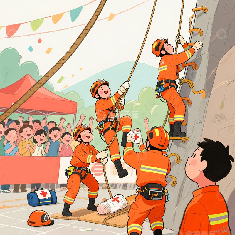 高清大图下载【趣麦麦图】矿山救护矿山救援日常训练漫画