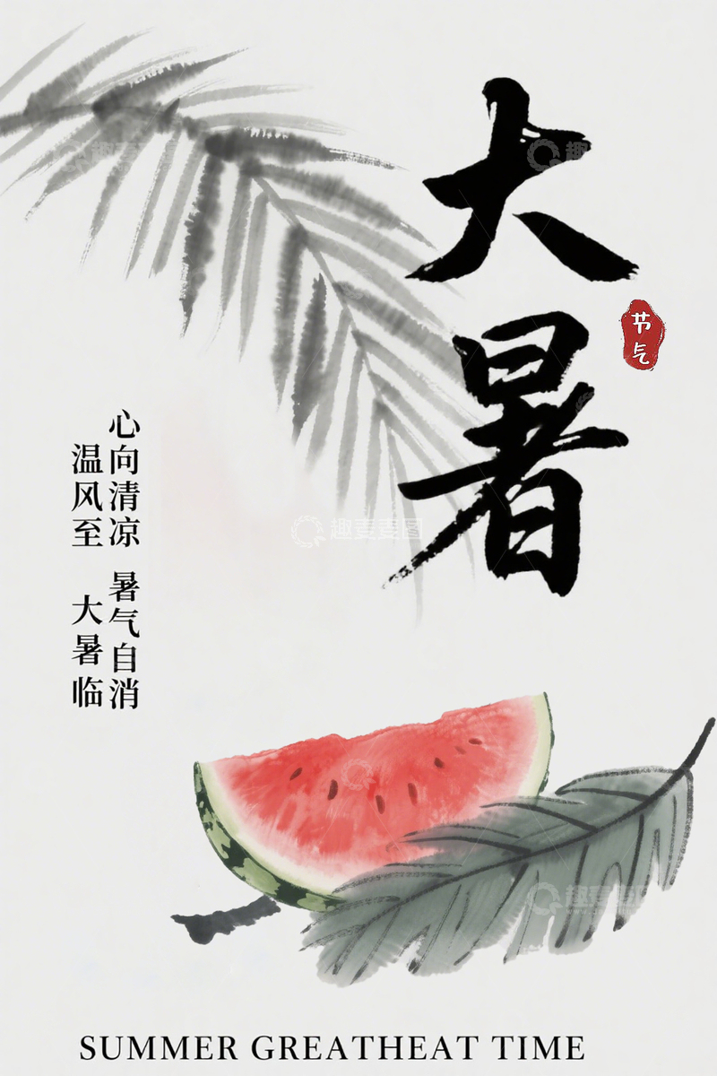 源文件下载【趣麦麦图】大暑节气海报1