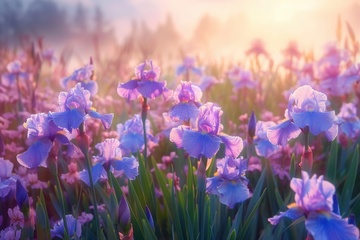 盛开的一片鸢尾花花田