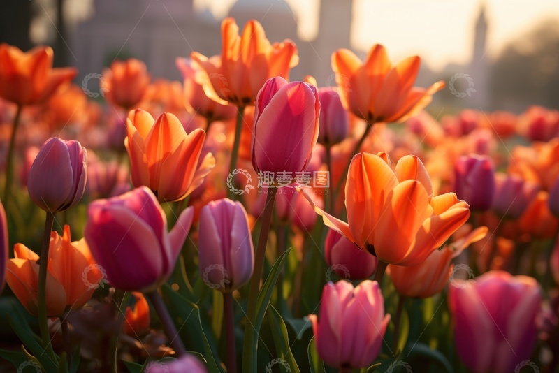 高清大图下载【趣麦麦图】盛开的郁金香花田