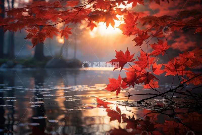 高清大图下载【趣麦麦图】秋季红色的枫叶枫树