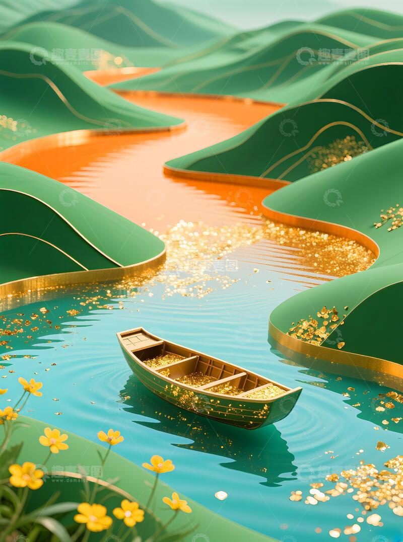 高清大图下载【趣麦麦图】客厅挂画抽象画青山绿水