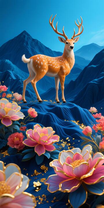 客厅挂画发财鹿