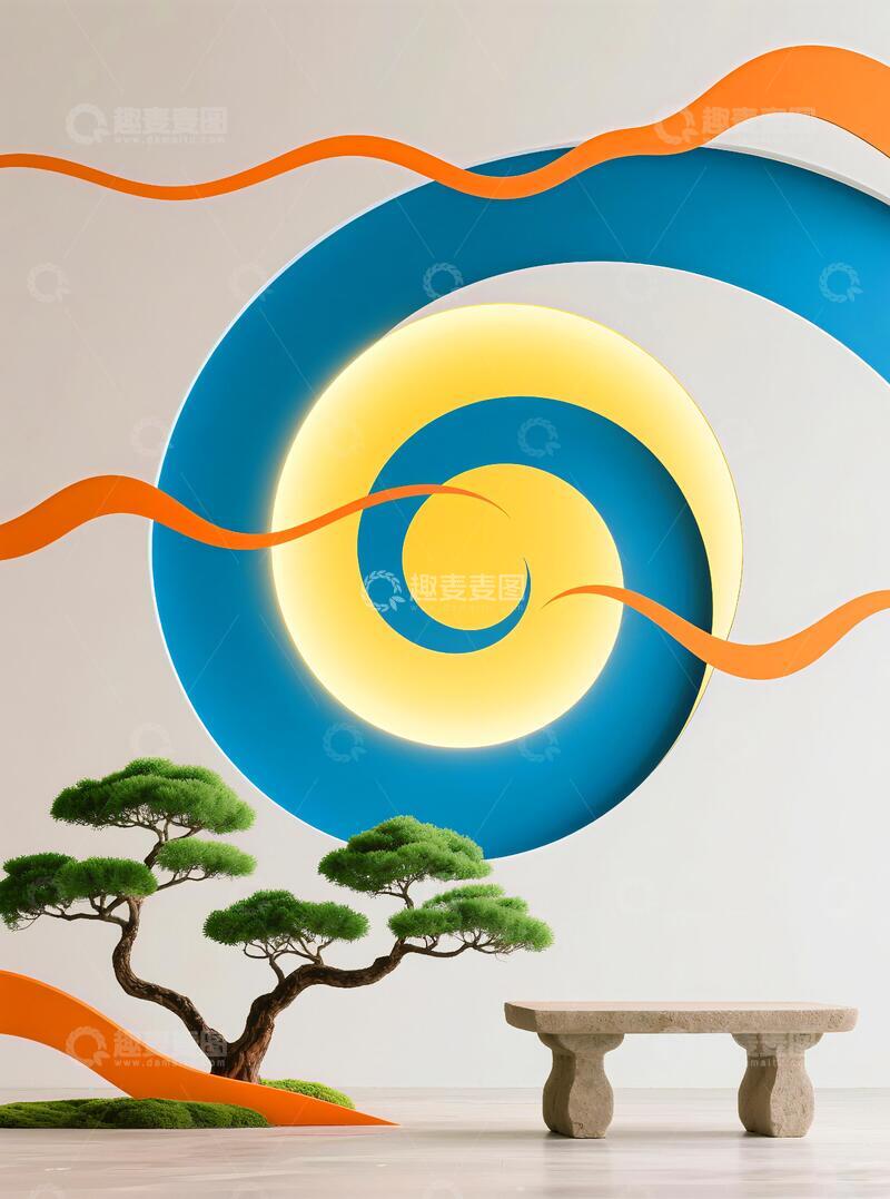 高清大图下载【趣麦麦图】客厅挂画抽象画旋涡