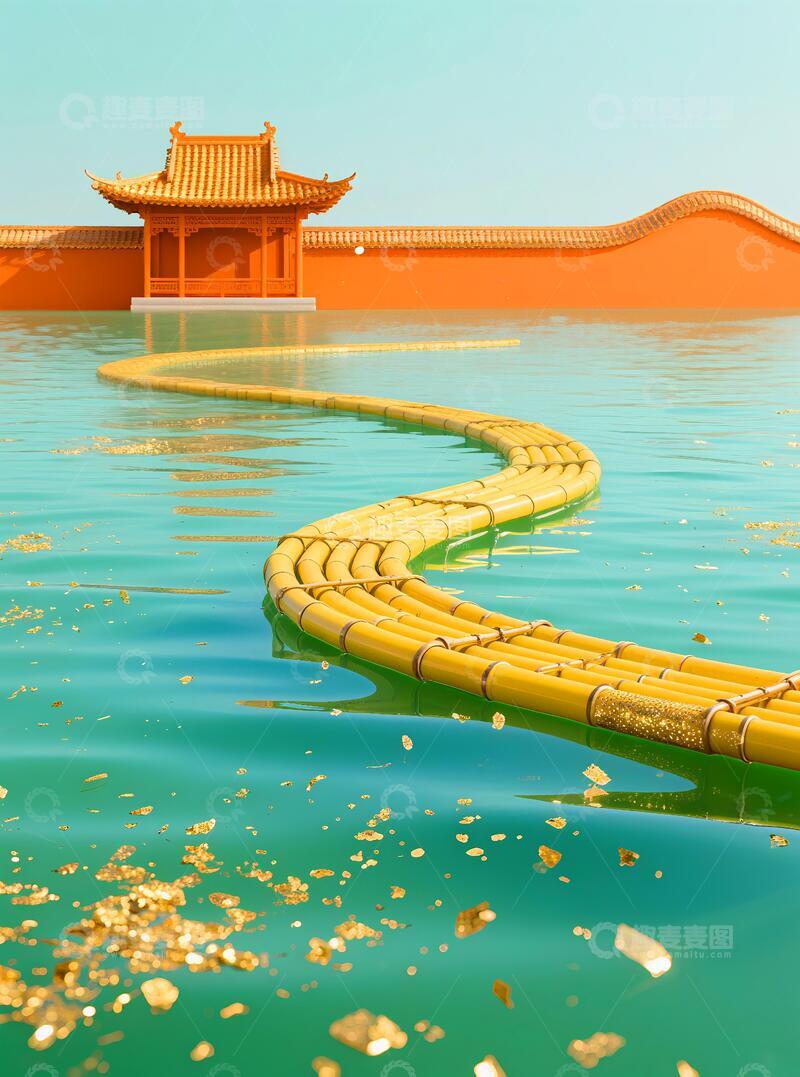 高清大图下载【趣麦麦图】客厅挂画抽象画凉亭