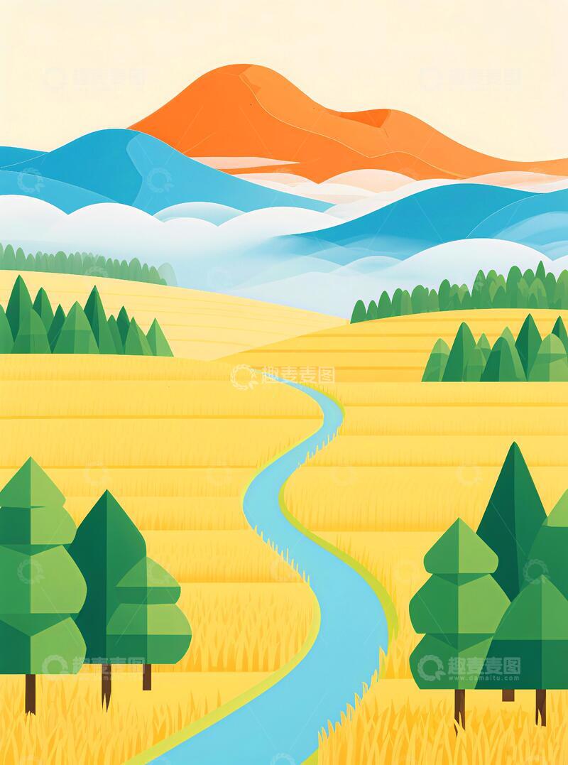 高清大图下载【趣麦麦图】客厅挂画抽象画秋天丰收