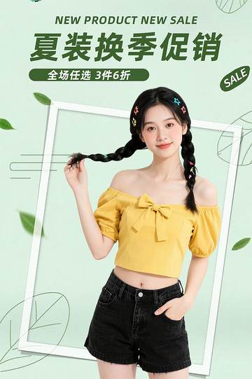 绿色女装促销活动海报电商服装服饰海报