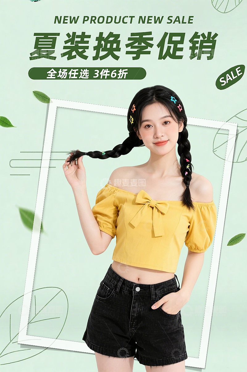 绿色女装促销活动海报电商服装服饰海报