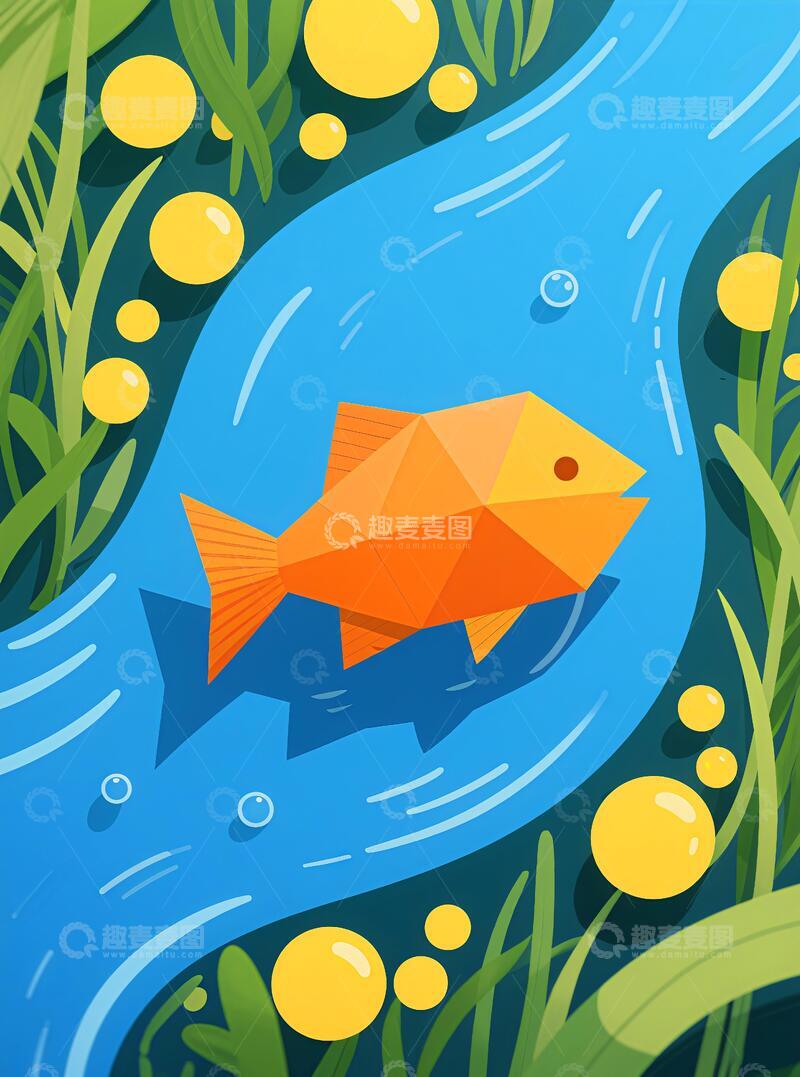 高清大图下载【趣麦麦图】小鱼抽象客厅挂画