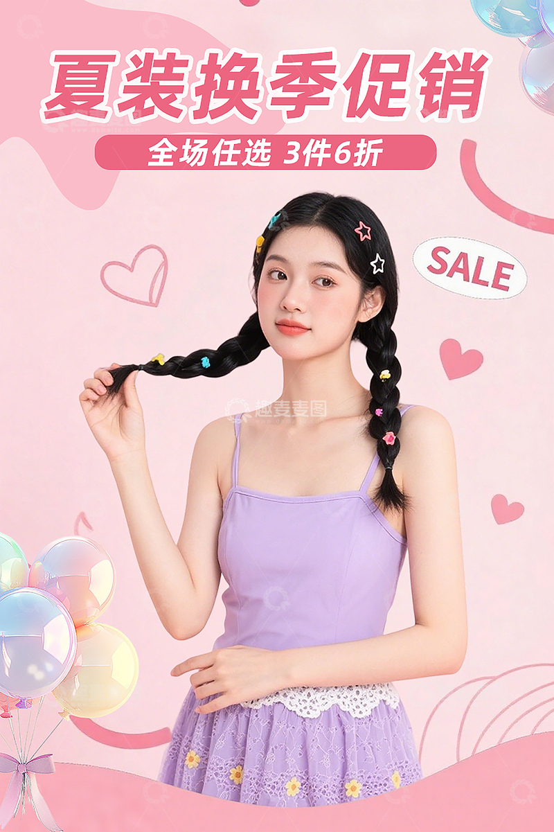 粉色女装促销活动海报电商服装服饰海报