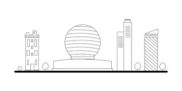 城市雕塑建筑线稿地标建筑物高楼